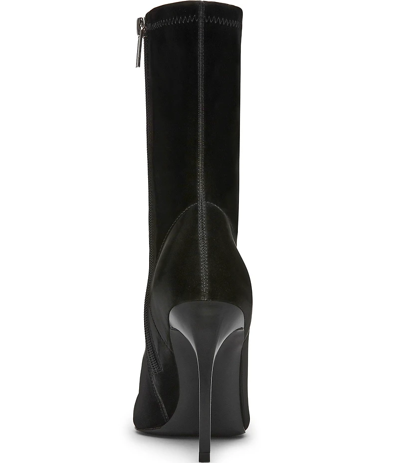 Steve Madden Mackena Techno Satin Pointed Toe Stiletto Booties