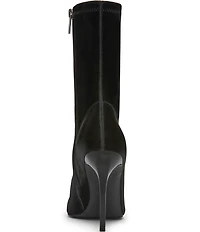 Steve Madden Mackena Techno Satin Pointed Toe Stiletto Booties