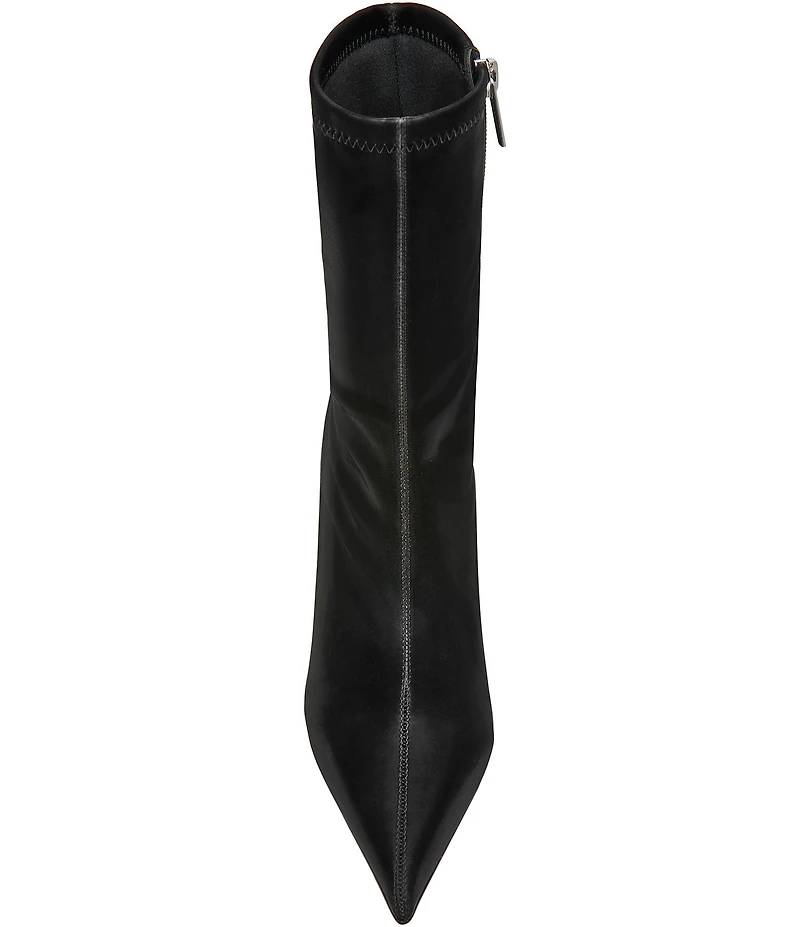 Steve Madden Mackena Techno Satin Pointed Toe Stiletto Booties