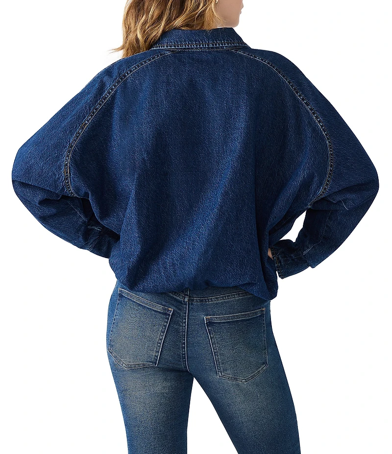 Steve Madden Mackey Collared Long Sleeve Boxy Denim Jacket