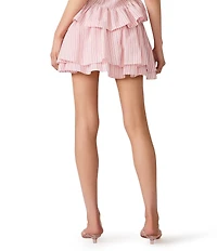 Steve Madden Maeva Puckered Stripe Two-Tier Mini Skirt