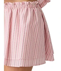 Steve Madden Maeva Puckered Stripe Two-Tier Mini Skirt