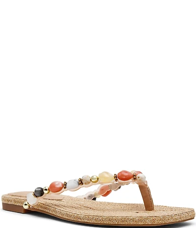 Steve Madden Marble Beaded Ornament Flat Thong Sandals