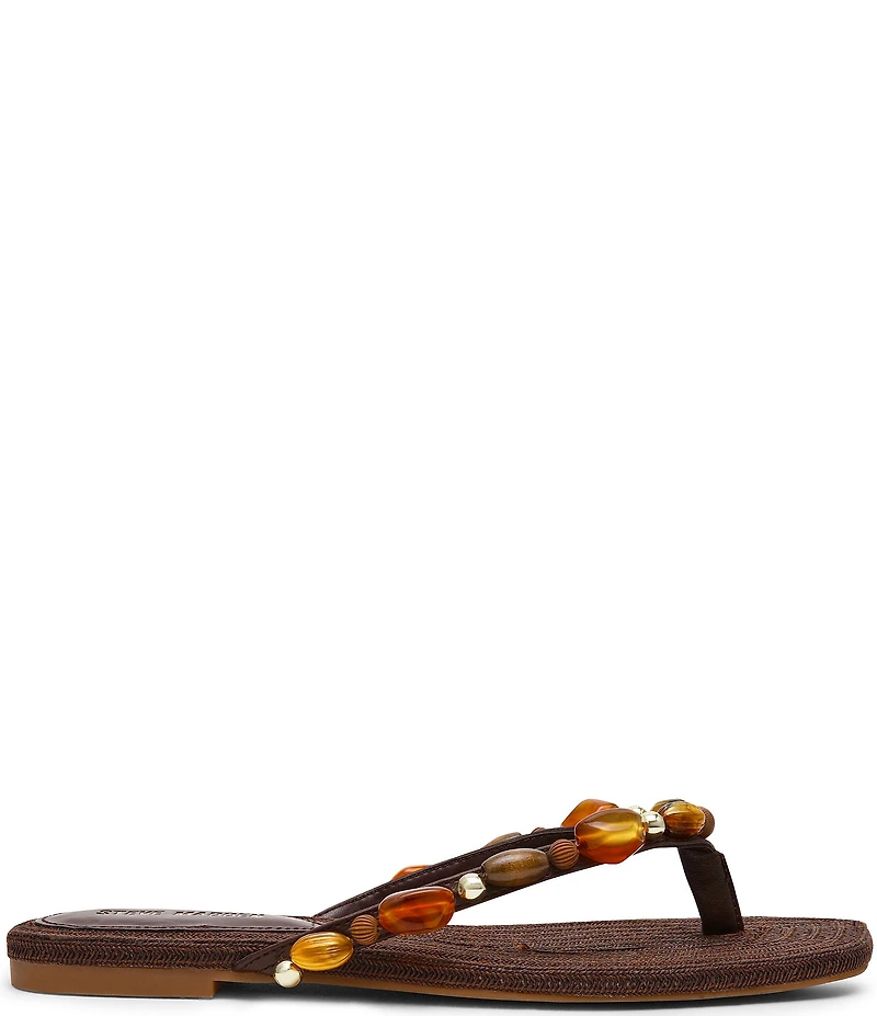Steve Madden Marble Beaded Ornament Flat Thong Sandals