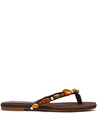 Steve Madden Marble Beaded Ornament Flat Thong Sandals