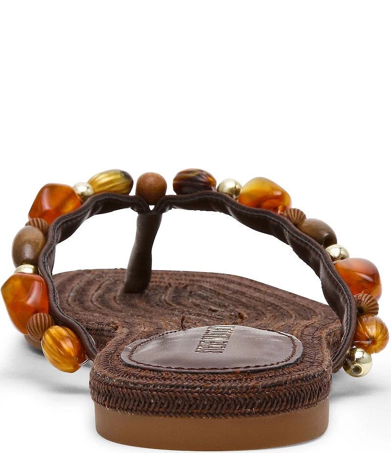 Steve Madden Marble Beaded Ornament Flat Thong Sandals