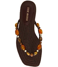 Steve Madden Marble Beaded Ornament Flat Thong Sandals
