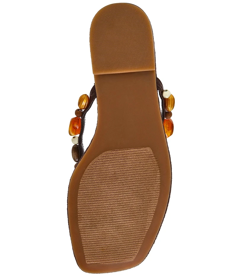 Steve Madden Marble Beaded Ornament Flat Thong Sandals