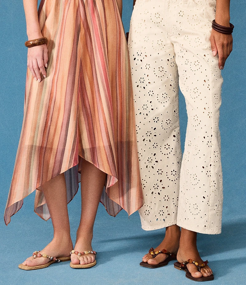 Steve Madden Marble Beaded Ornament Flat Thong Sandals