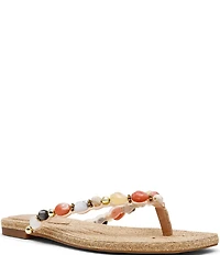 Steve Madden Marble Beaded Ornament Flat Thong Sandals