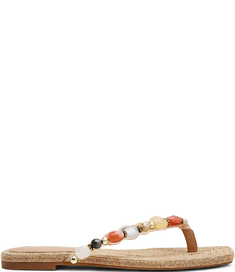 Steve Madden Marble Beaded Ornament Flat Thong Sandals
