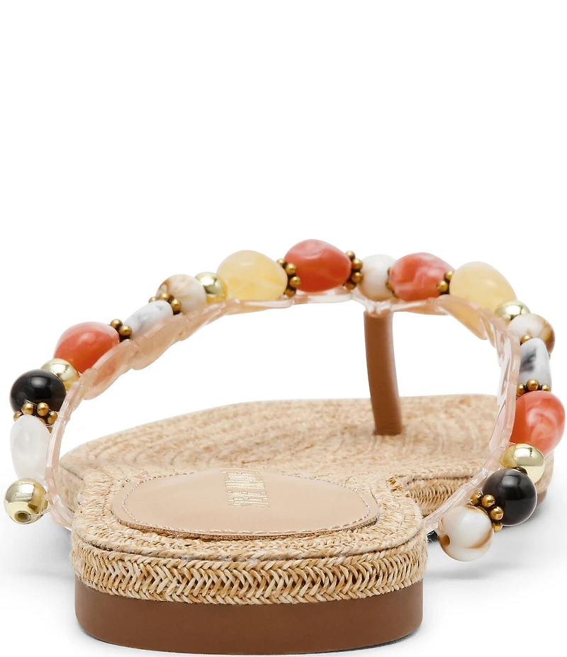Steve Madden Marble Beaded Ornament Flat Thong Sandals
