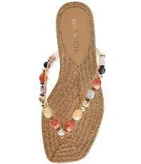 Steve Madden Marble Beaded Ornament Flat Thong Sandals