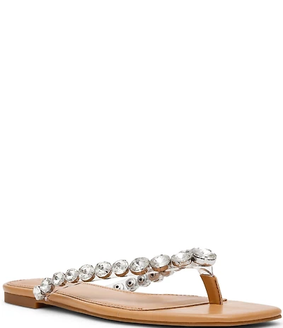 Steve Madden Marble Rhinestone Embellished Flat Thong Sandals