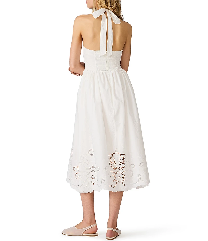 Steve Madden Margie Drop Waist Laser Cut Sleeveless Midi Dress