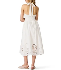 Steve Madden Margie Drop Waist Laser Cut Sleeveless Midi Dress