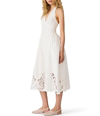 Steve Madden Margie Drop Waist Laser Cut Sleeveless Midi Dress