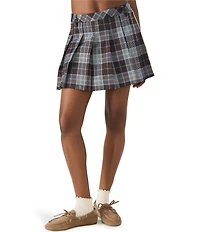 Steve Madden Margo Plaid Print Pleated Mini Skirt