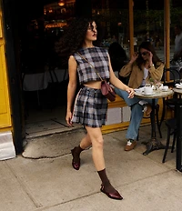 Steve Madden Margo Plaid Print Pleated Mini Skirt