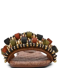 Steve Madden Marika Raffia Beaded Ornament Flat Slide Sandals