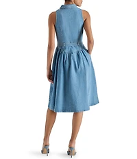 Steve Madden Mary Denim Button Front Sleeveless Midi Shirt Dress