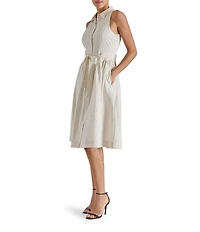 Steve Madden Mary Sleeveless Stripe Midi Button Front Shirt Dress