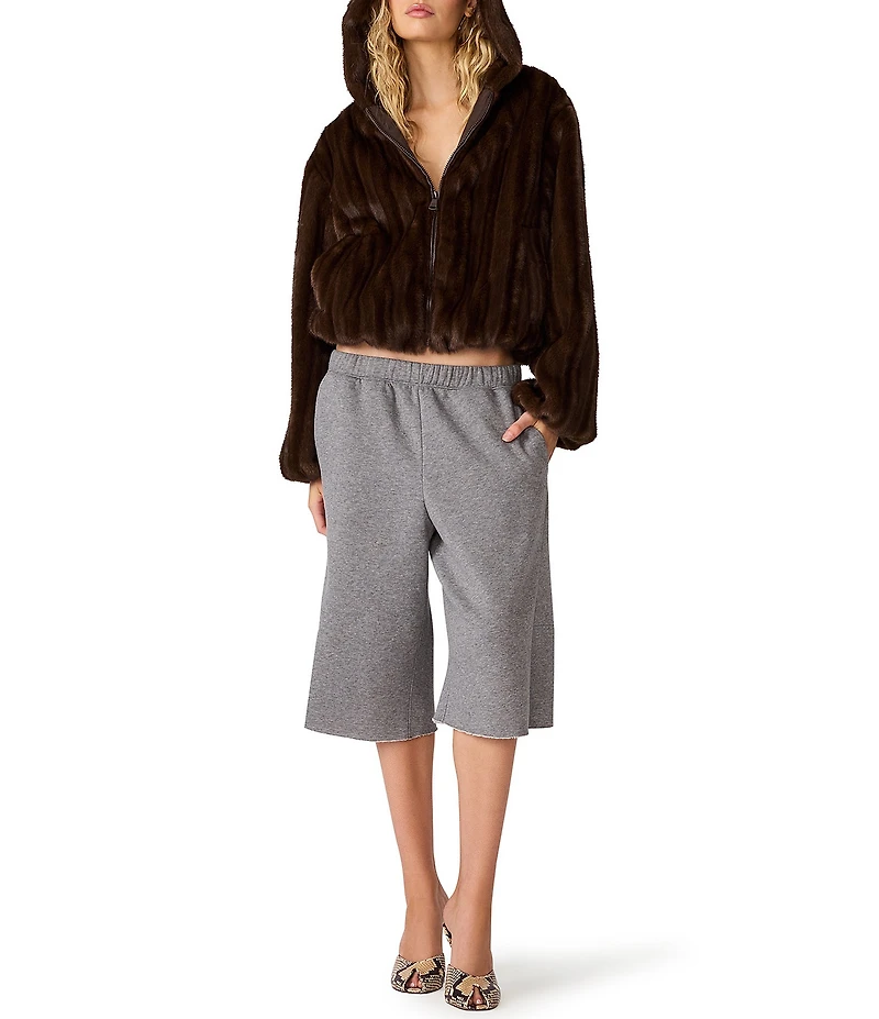 Steve Madden Mavis Faux Fur Hooded Long Sleeve Bubble Jacket