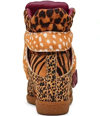 Steve Madden Mavis Suede Mixed Animal Print High Top Wedge Sneakers