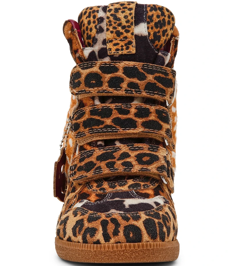Steve Madden Mavis Suede Mixed Animal Print High Top Wedge Sneakers