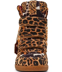Steve Madden Mavis Suede Mixed Animal Print High Top Wedge Sneakers
