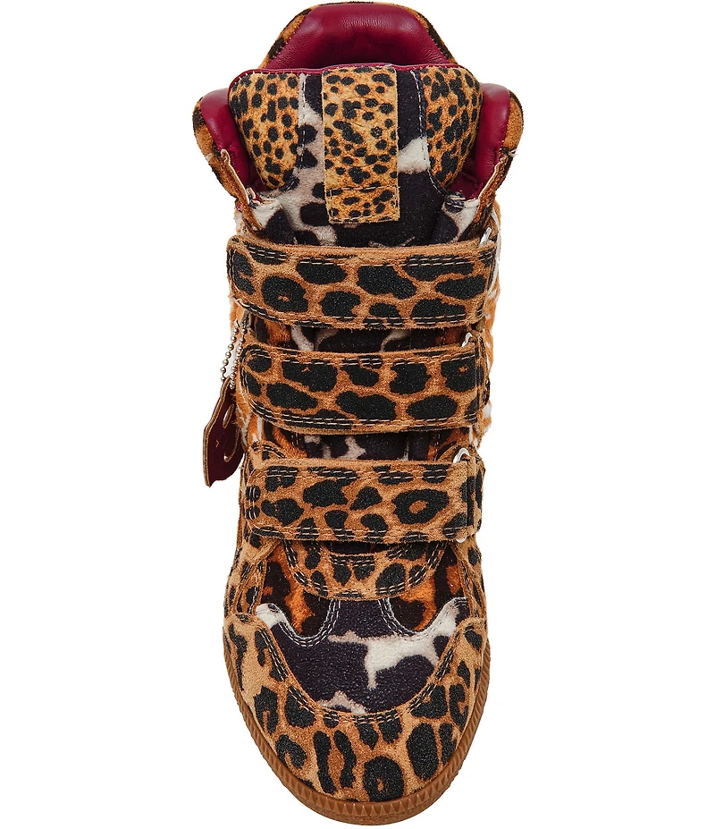 Steve Madden Mavis Suede Mixed Animal Print High Top Wedge Sneakers