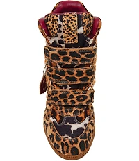 Steve Madden Mavis Suede Mixed Animal Print High Top Wedge Sneakers