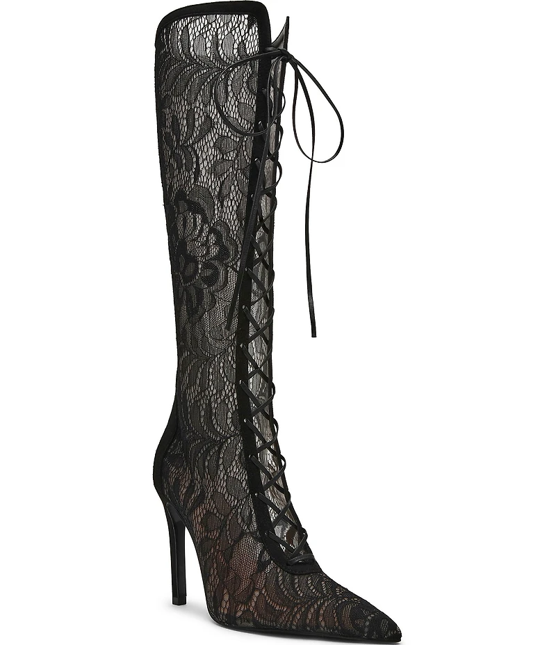 Steve Madden Maxine Lace Pointed Toe Stiletto Tall Boots