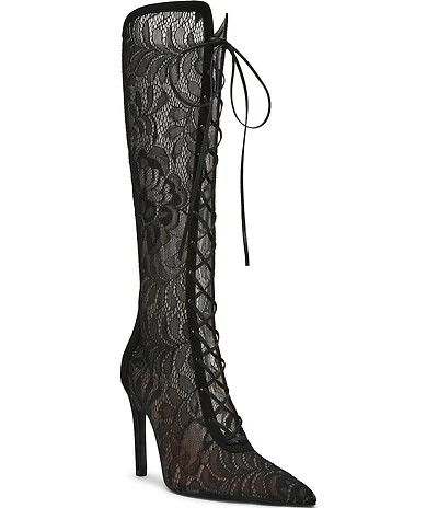 Steve Madden Maxine Lace Pointed Toe Stiletto Tall Boots