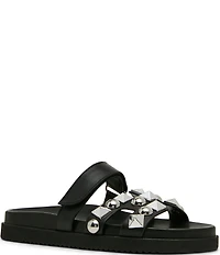 Steve Madden Mayven Leather Studded Slide Sandals