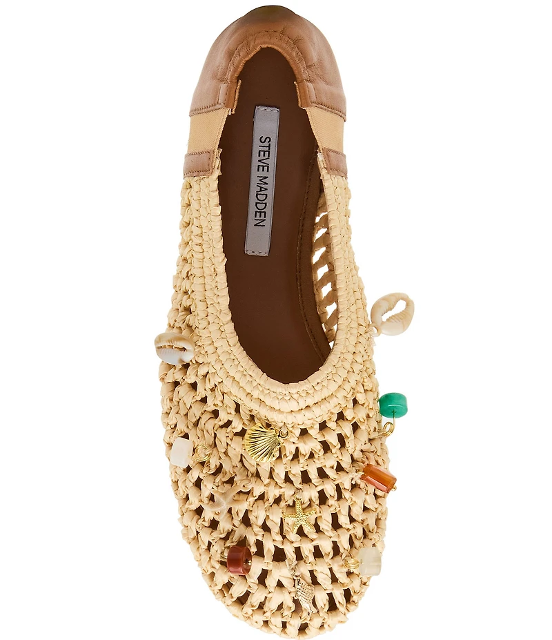 Steve Madden Meela Charm Raffia Slip on Flats