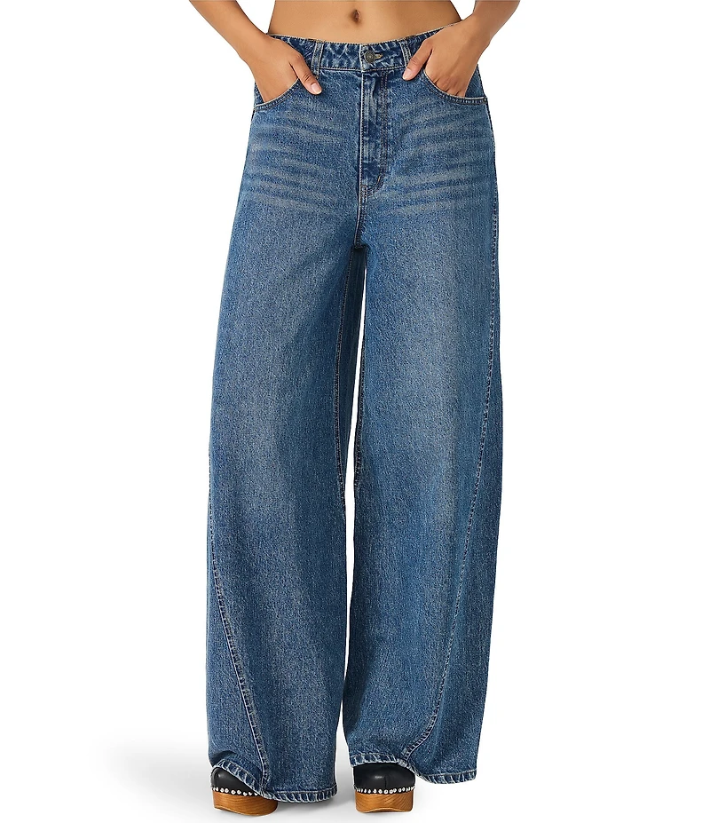 Steve Madden Mellie Twisted Seam Mid Rise Barrel Jeans
