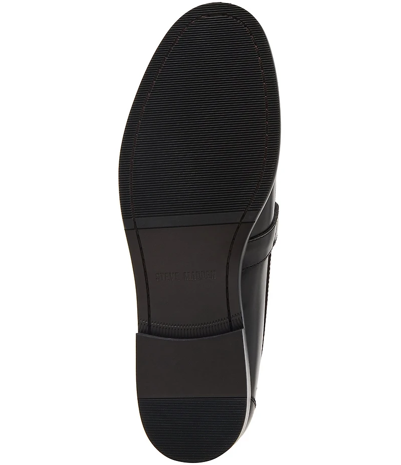 Steve Madden Men's Alcona Leather Western Buckle Hardware Dress Loafers