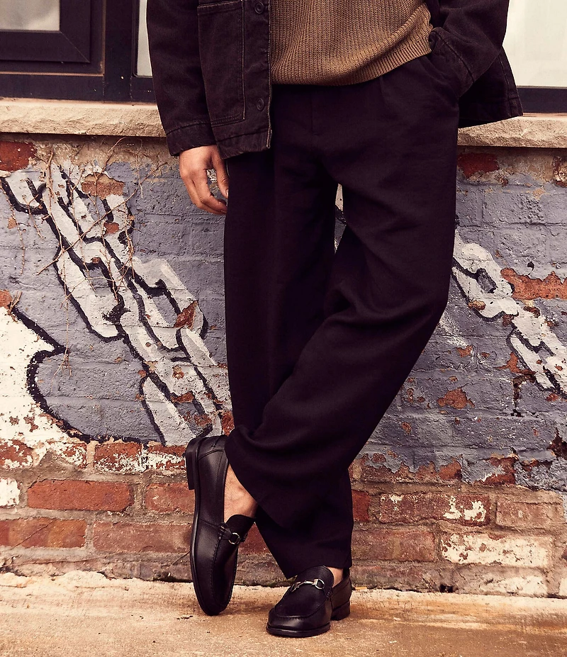 Steve Madden Men's Alfio Leather Bit Buckle Dress Loafers