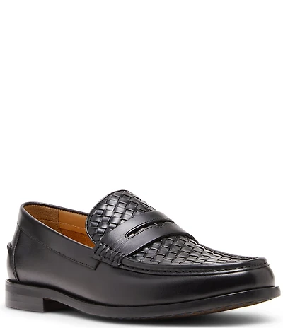 Steve Madden Men's Aryton Leather Woven Dress Penny Loafers