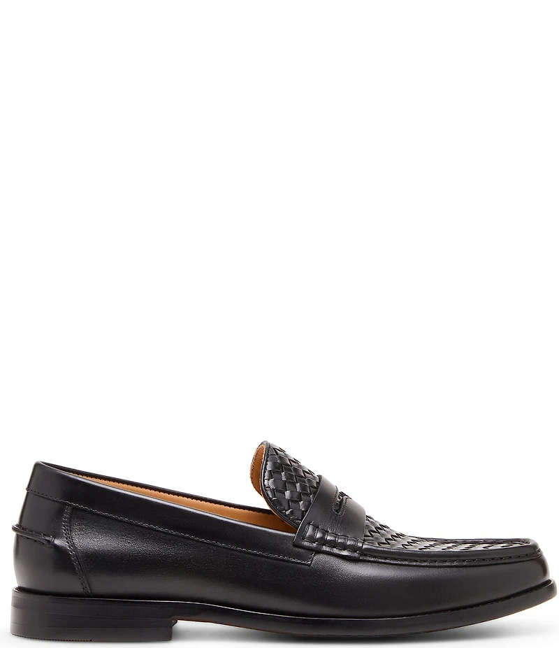 Steve Madden Men's Aryton Leather Woven Dress Penny Loafers