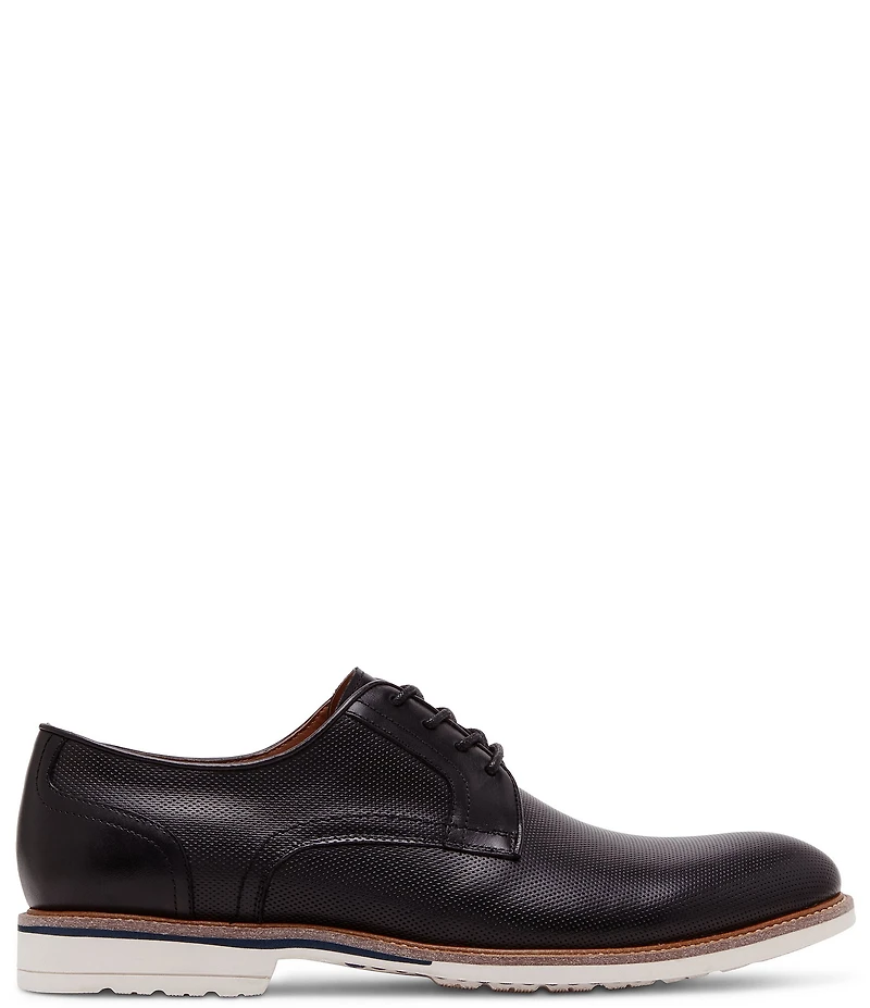 Steve Madden Men's Bader Perforated Leather Plain Toe Lace Up Oxfords