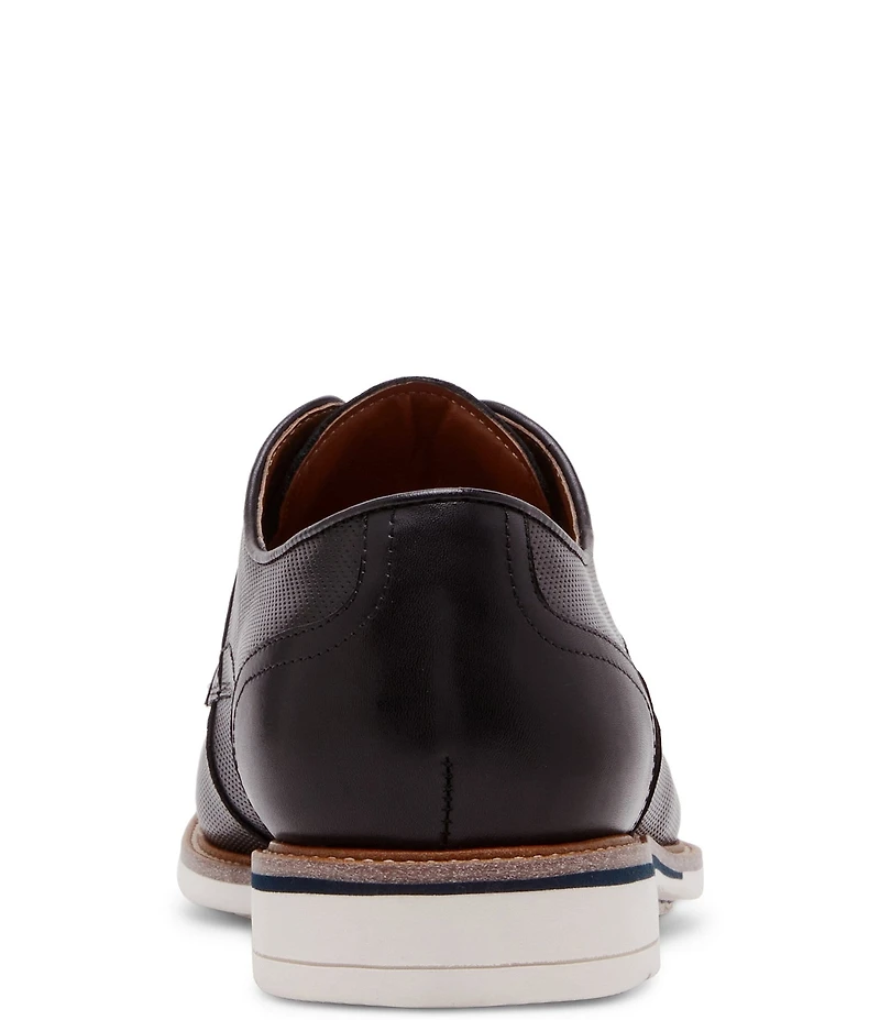 Steve Madden Men's Bader Perforated Leather Plain Toe Lace Up Oxfords