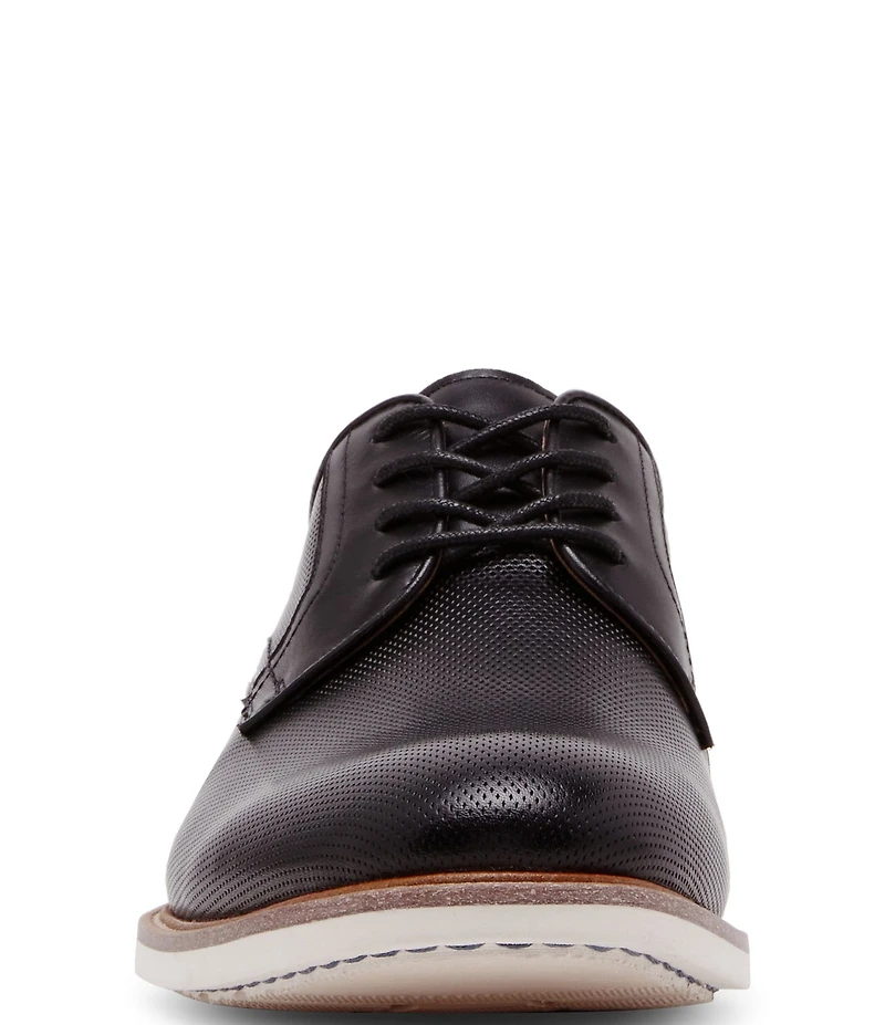 Steve Madden Men's Bader Perforated Leather Plain Toe Lace Up Oxfords