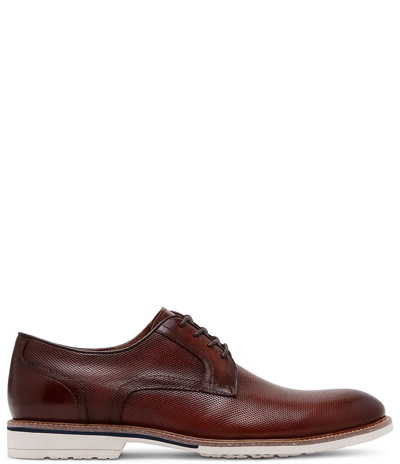 Steve Madden Men's Bader Perforated Leather Plain Toe Lace Up Oxfords