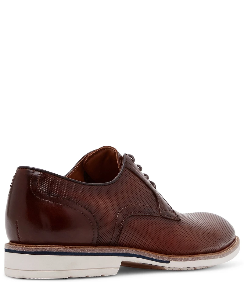 Steve Madden Men's Bader Perforated Leather Plain Toe Lace Up Oxfords