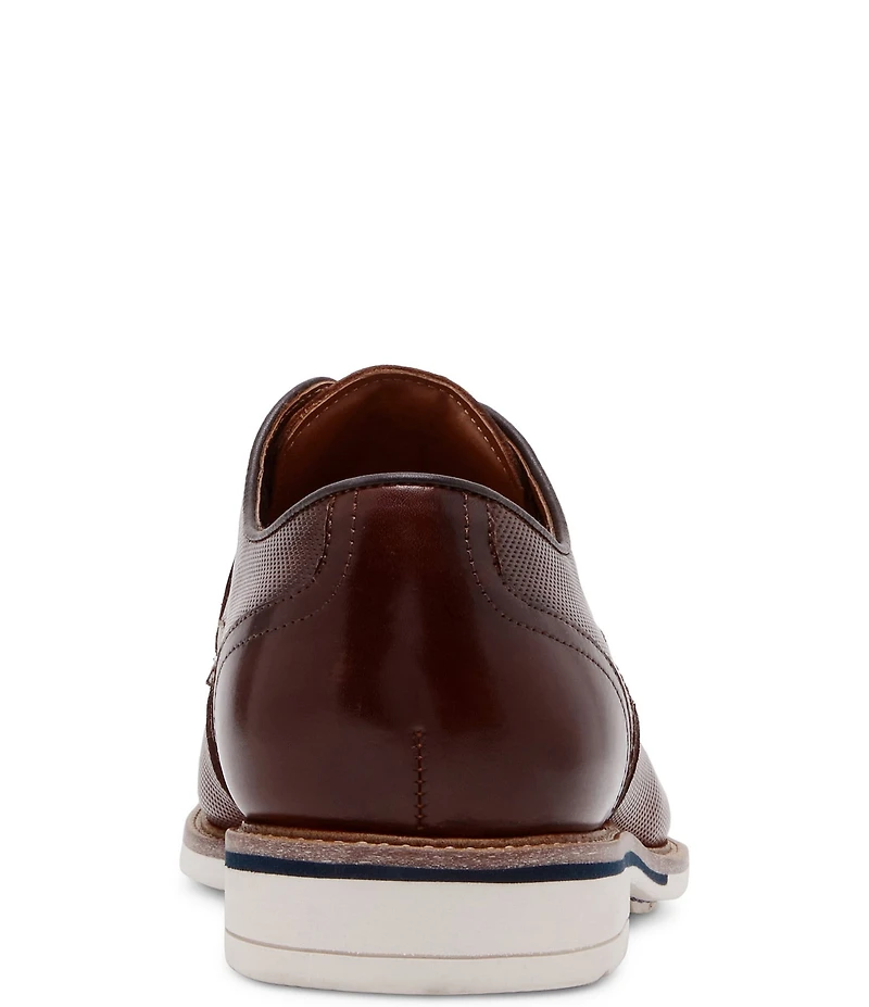 Steve Madden Men's Bader Perforated Leather Plain Toe Lace Up Oxfords