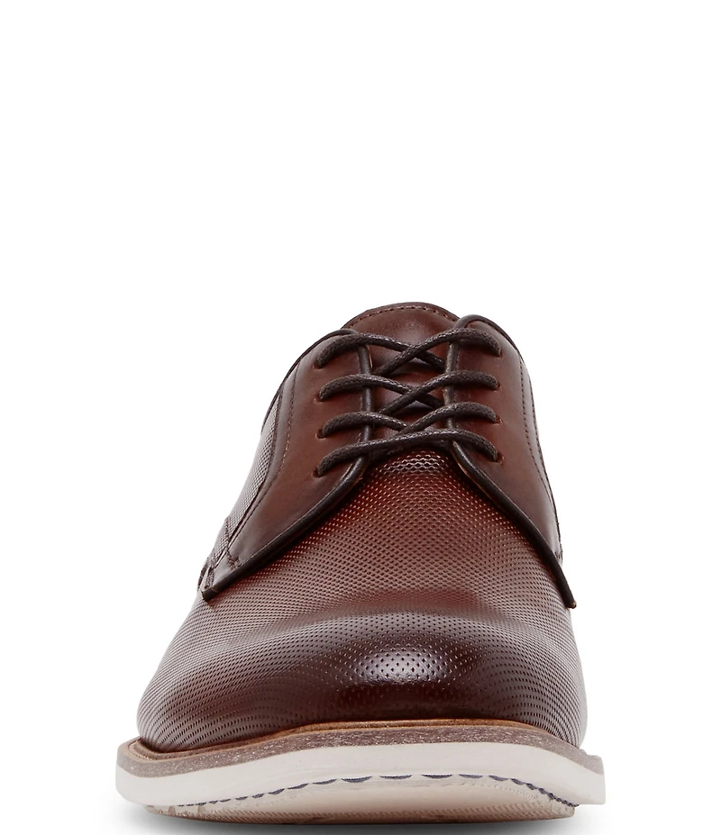 Steve Madden Men's Bader Perforated Leather Plain Toe Lace Up Oxfords