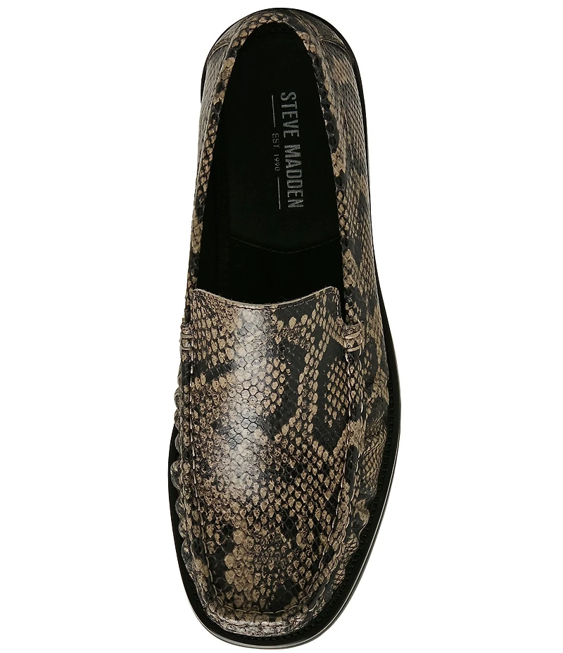 Steve Madden Men's Chester Snake Print Leather Loafers