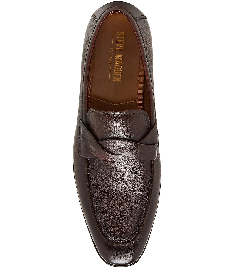 Steve Madden Men's Chevoit Leather Slip On Dress Loafers